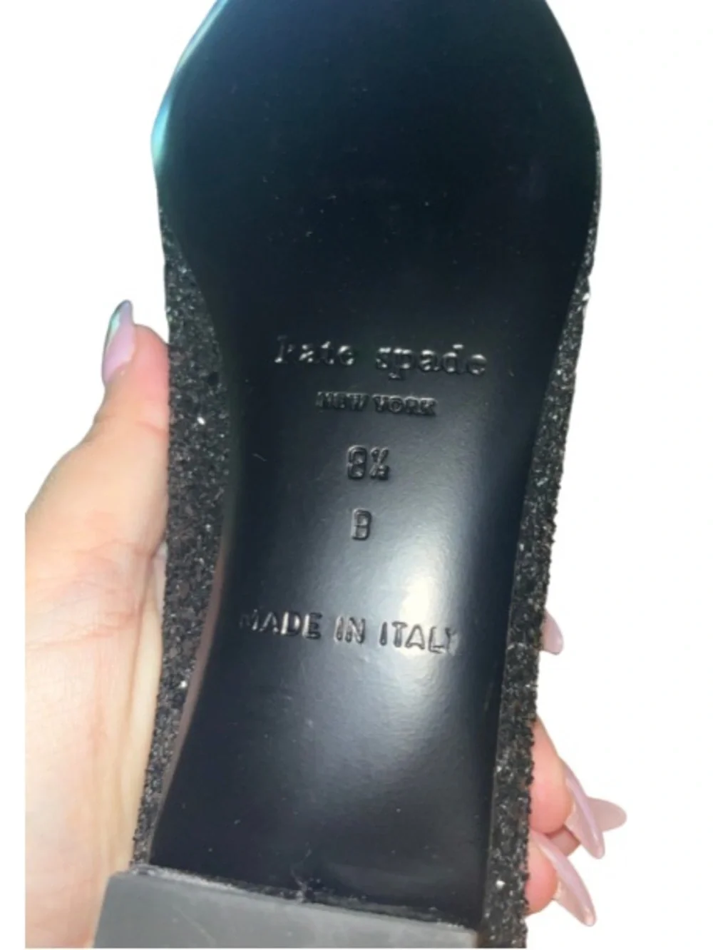 Kate Spade New York Sussex Glitter Bow Ballet Flats - Black Size 8.5B